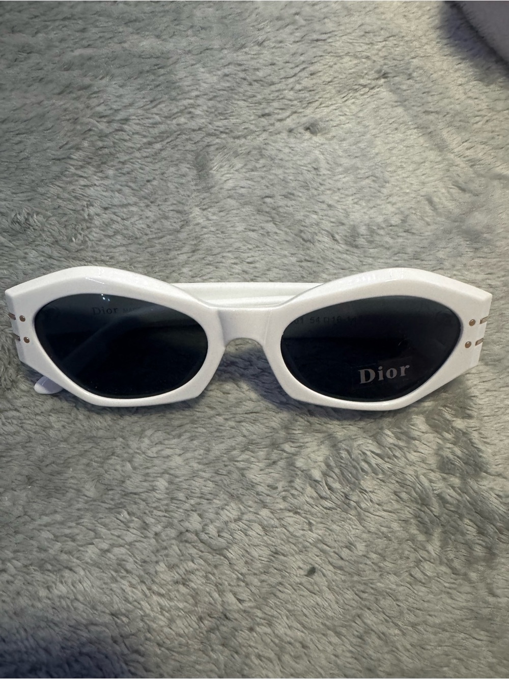 Dior White Cat-Eye Sunglasses with Black Lenses and Logo Detail